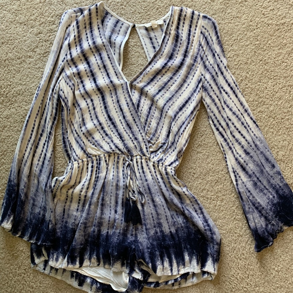 Blue white romper